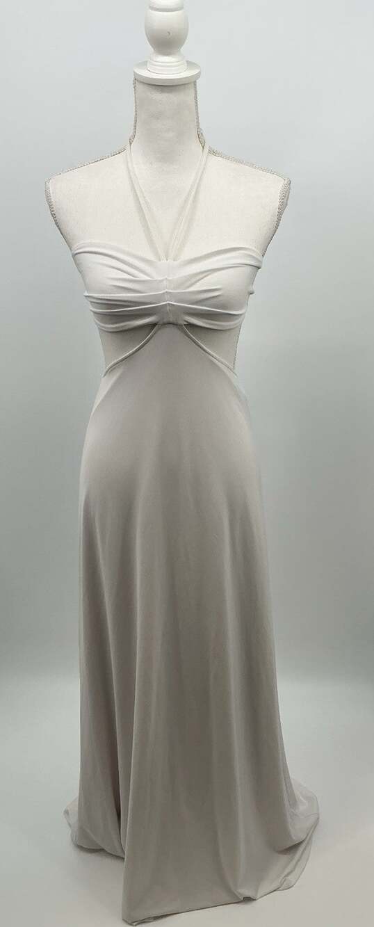 Vintage Moda International Halter Maxi Dress Women’s M White Open Back Y2K